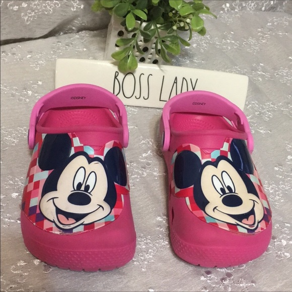 Crocs Mickey Mouse Pink Sandals Shoes - Picture 6 of 8